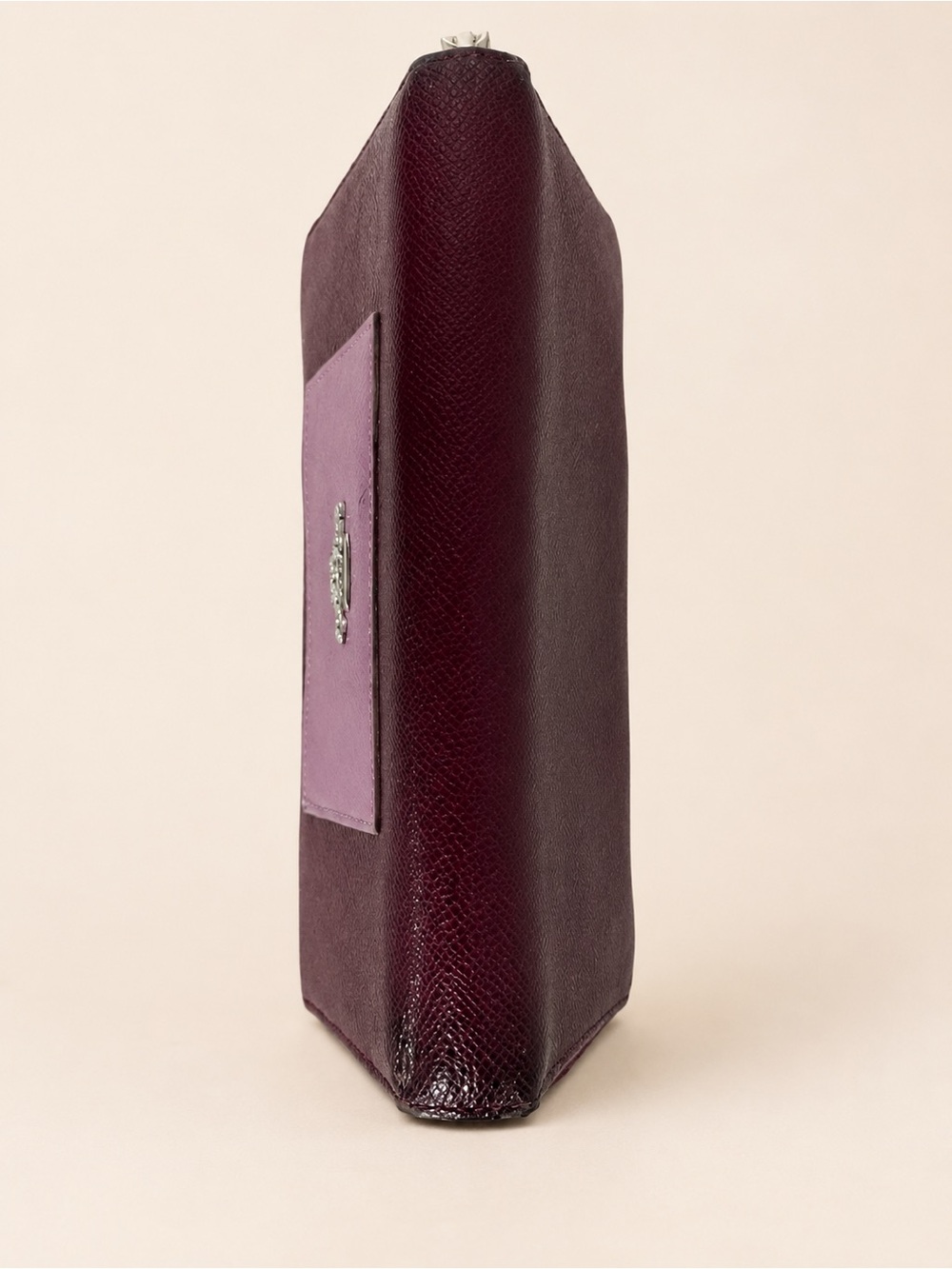 Coach Accordion Zip Wallet Colorblock Crossgrain Leather Burgundy Pink - Picture 5 of 6